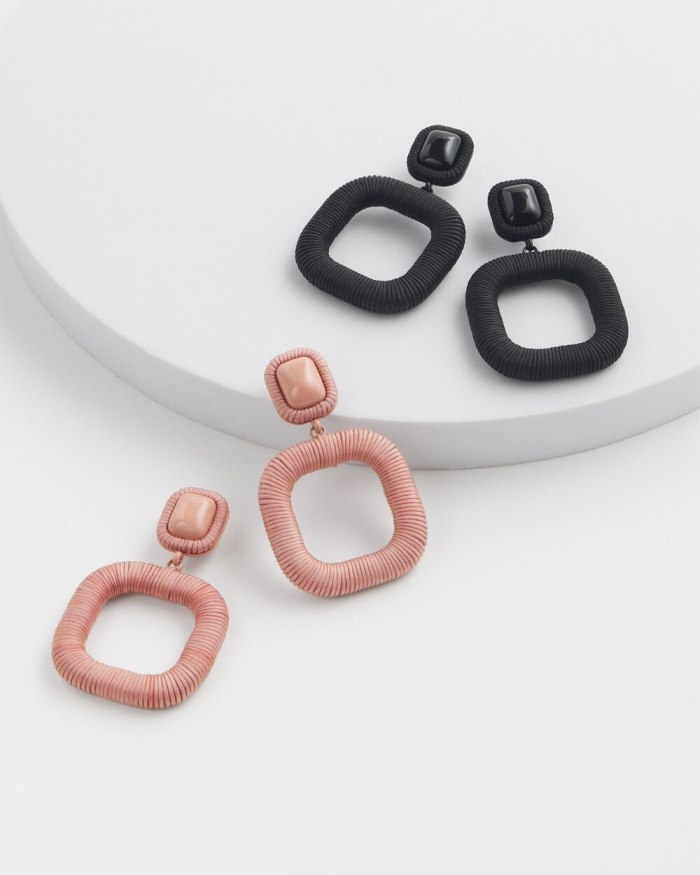 Women's Pink Square Hoops - Pink Clay