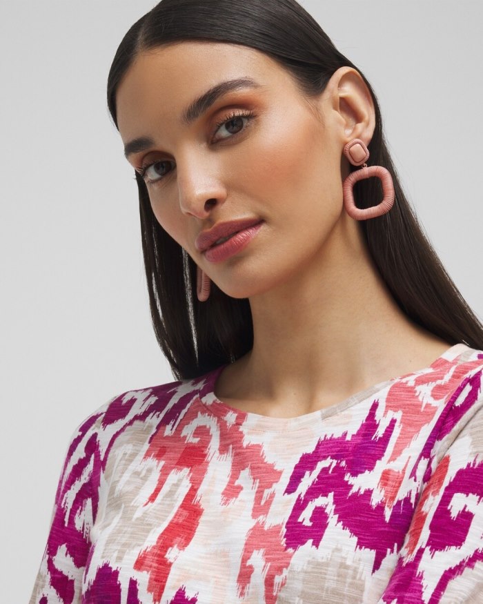 Women's Pink Square Hoops - Pink Clay