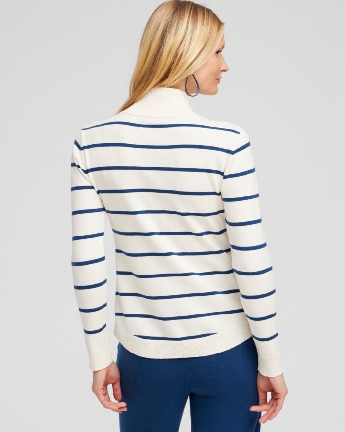 Women's Zenergy Luxe Cashmere Blend Stripe Sweater - Azores Blue