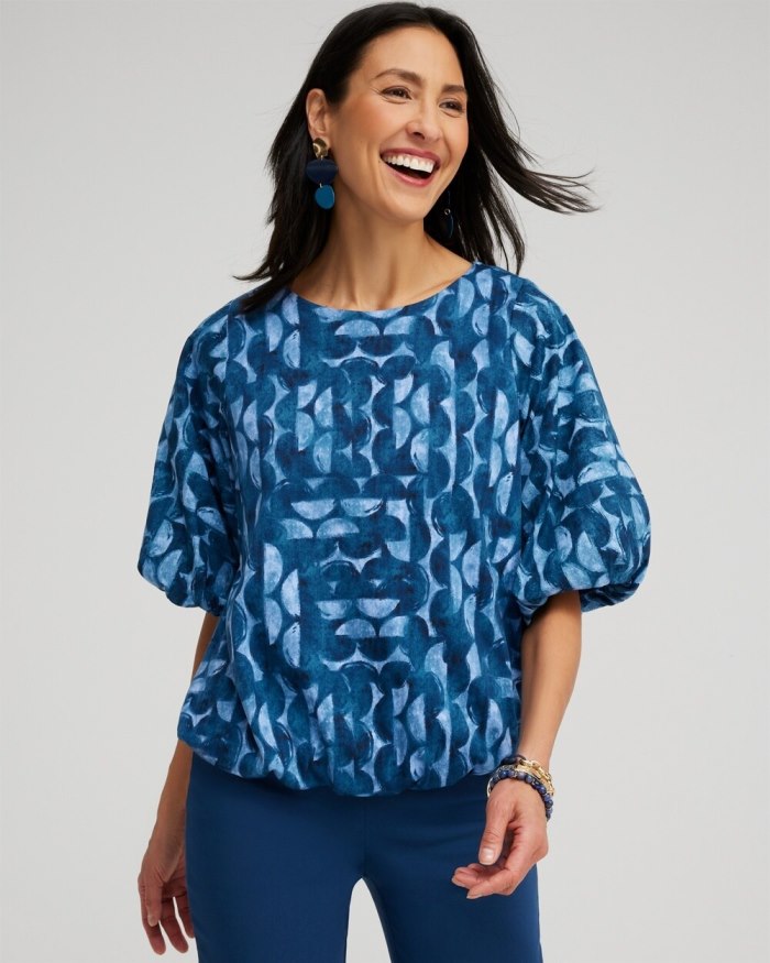 Women's Half Moon Bubble Hem Top - Blue Veil