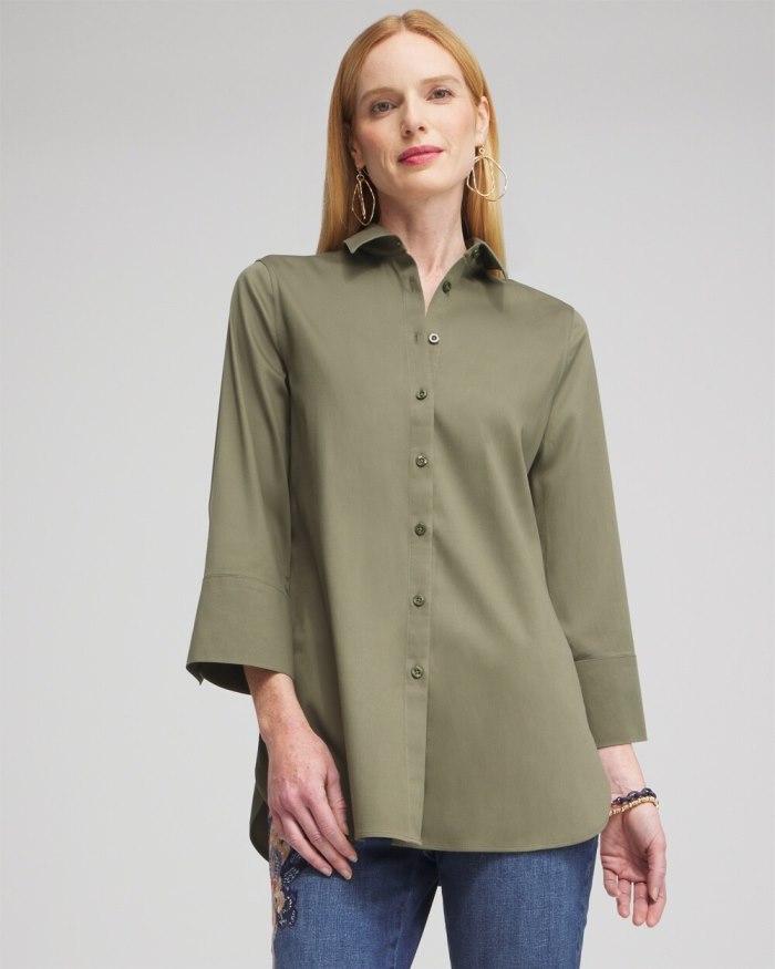 Women's No Iron Stretch 3/4 Sleeve Tunic - Olive