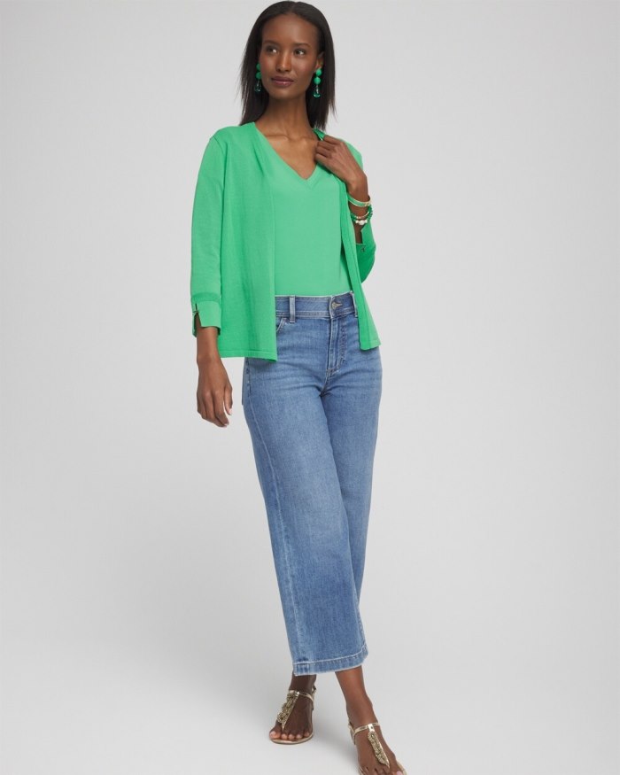 Women's V-neck Perfect Tee - GRASSY GREEN