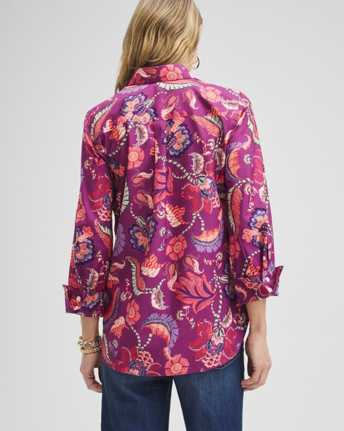 Women's No Iron Stretch Paisley Shirt - Plumberry