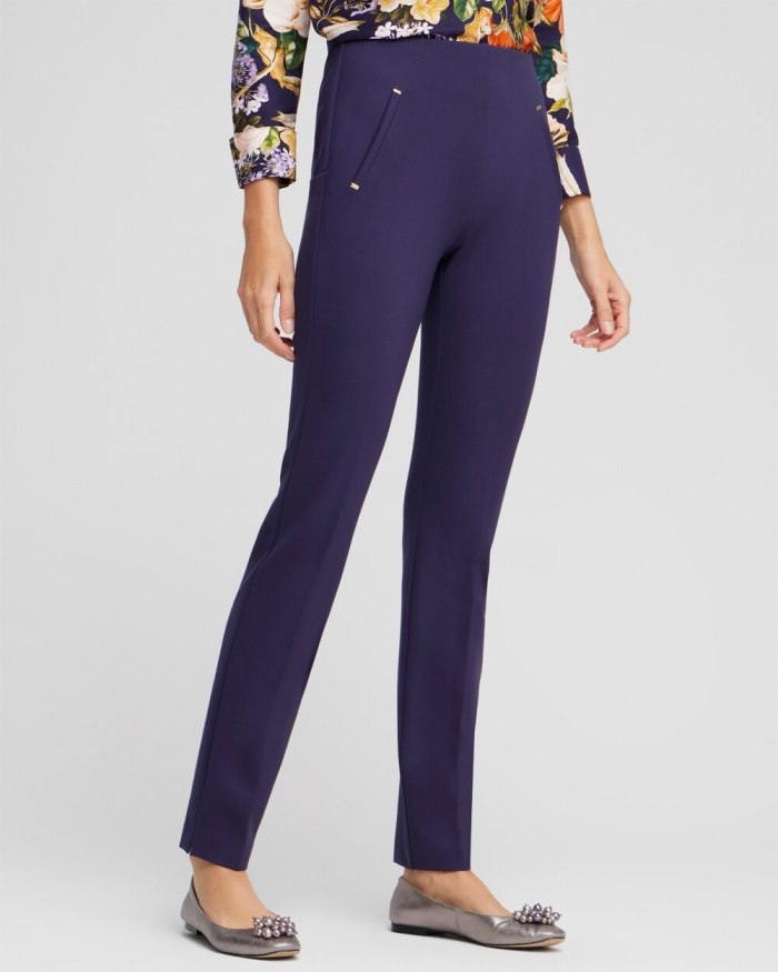 Women's Juliet Ponte Trim Detail Pants - Dewberry - Click Image to Close