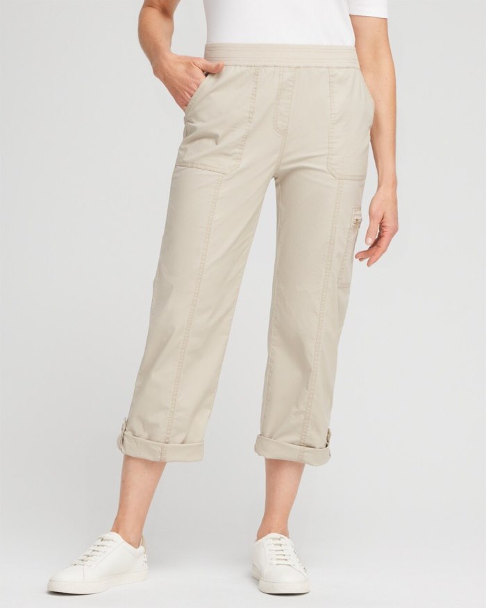 Women's Poplin Cropped Pants - Classic Khaki - Click Image to Close