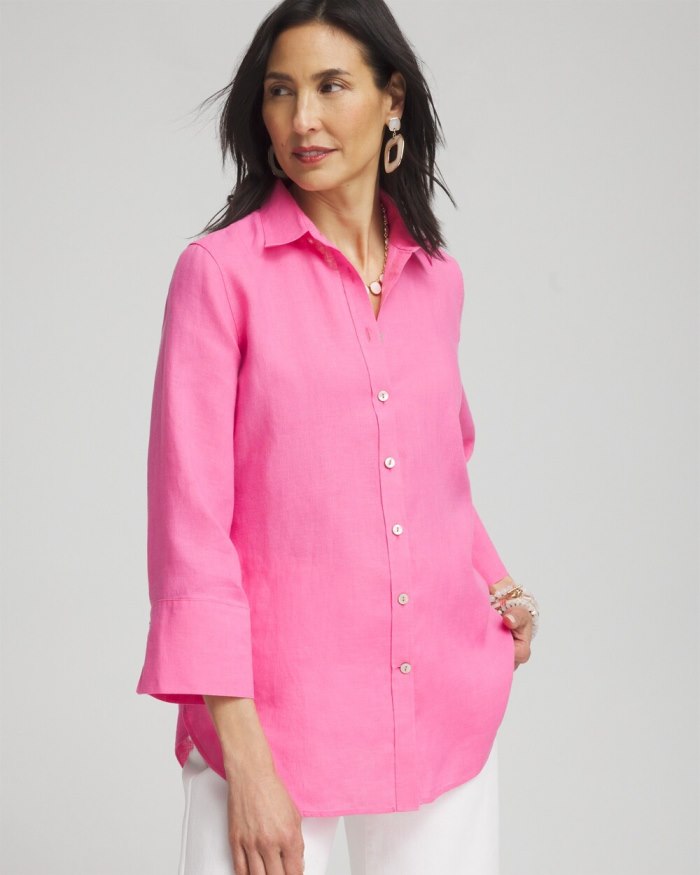 Women's No Iron 3/4 Sleeve Shirt - DELIGHTFUL PINK