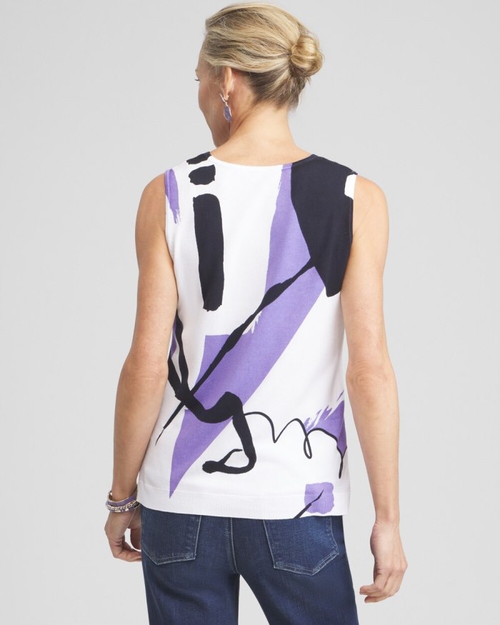 Women's Spun Rayon Abstract Print Tank - Parisian Purple