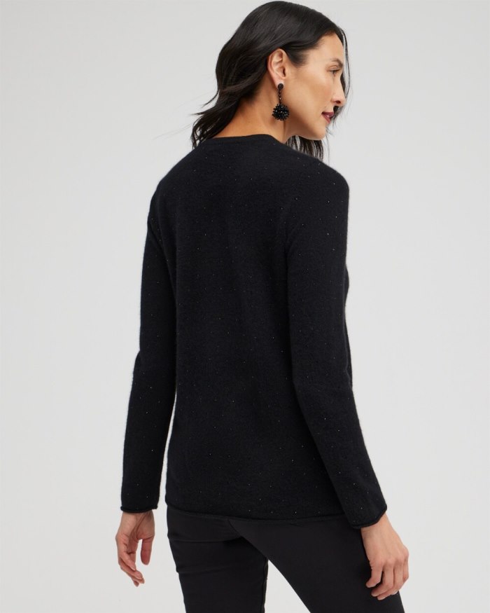 Women's Cashmere Crew Neck Sweater - Black