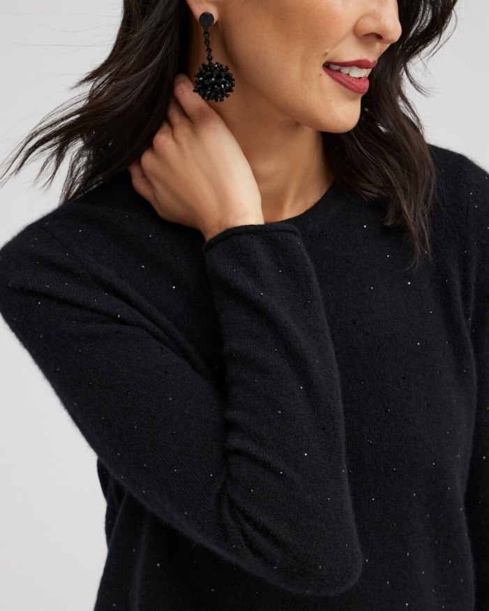 Women's Cashmere Crew Neck Sweater - Black