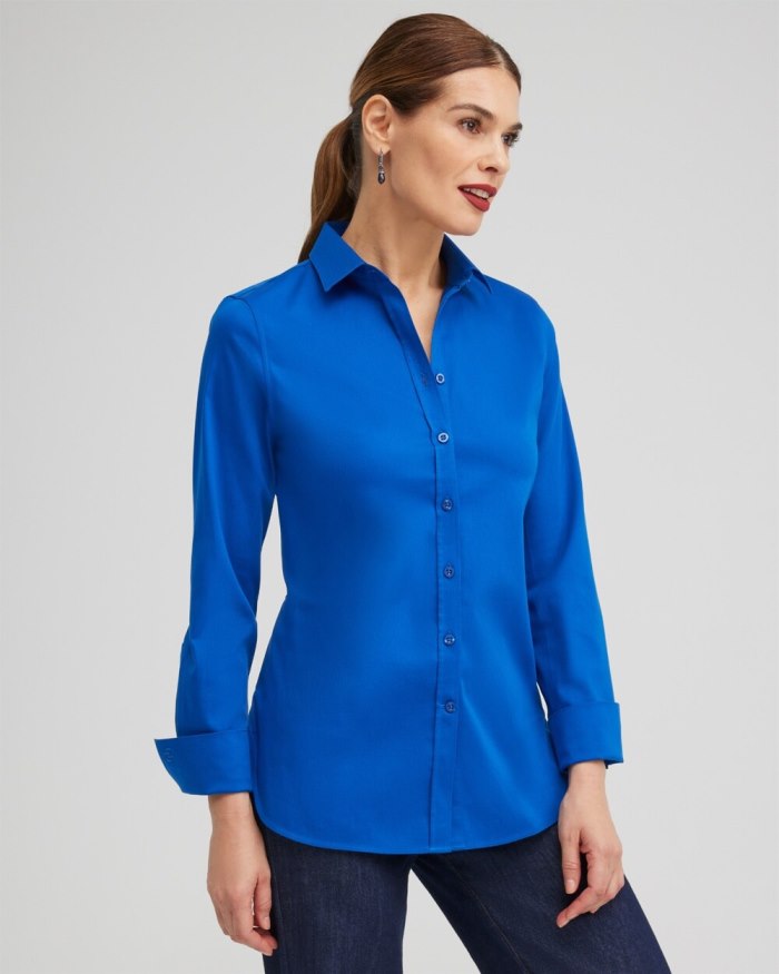 Women's No Iron Stretch Shirt - Cosmic Cobalt - Click Image to Close