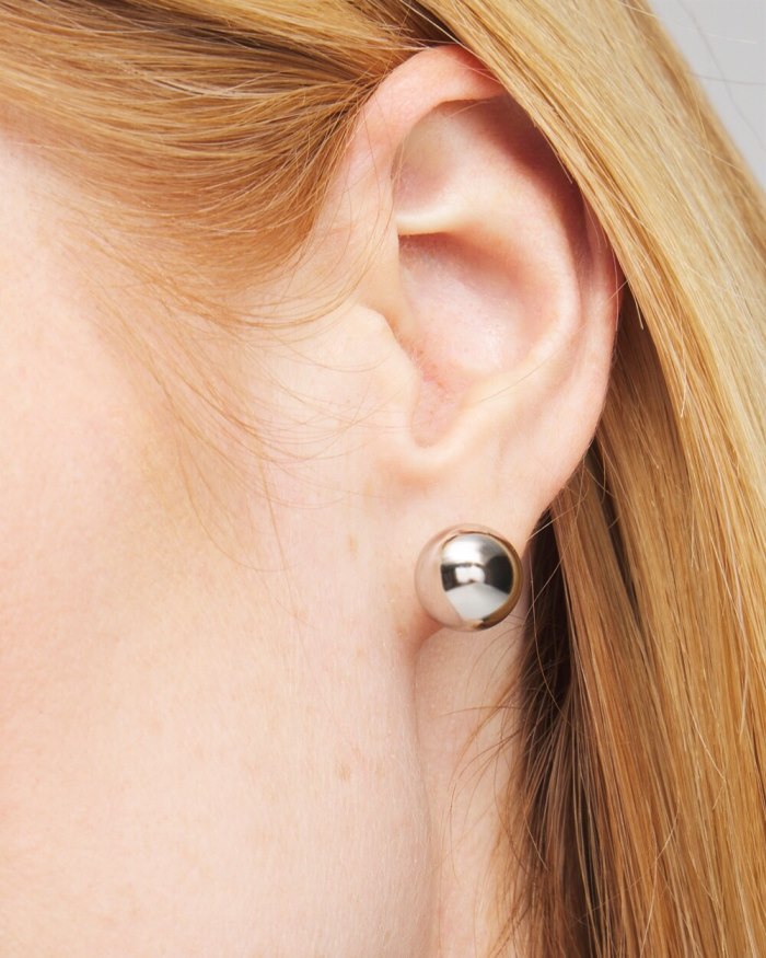 Women's Silver Tone Stud Earrings - Silver