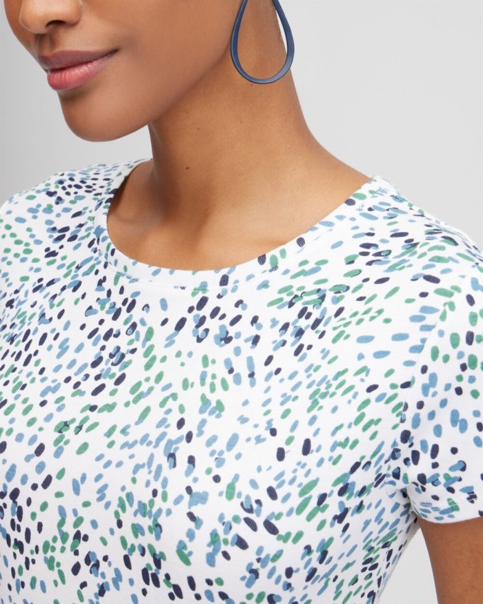 Women's Dot Print Cap Sleeve Tee - Alabaster