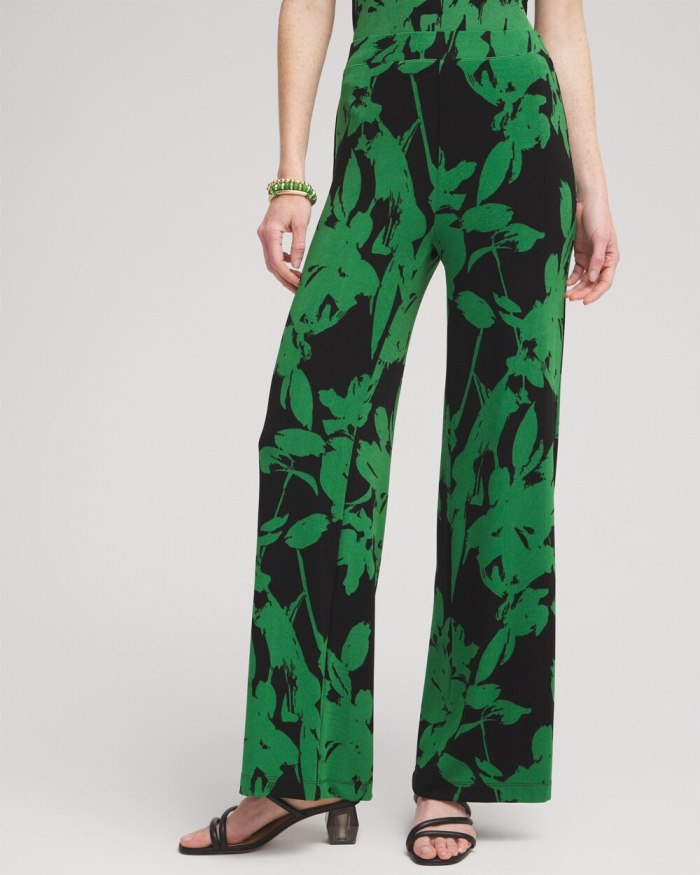 Women's Travelers Floral Wide Leg Pants - Verdant Green