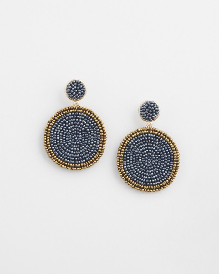 Women's Seed Bead Drop Earrings - Navy Blue