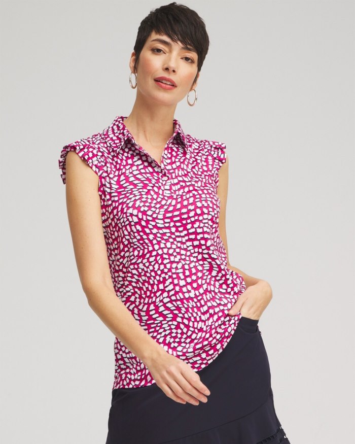 Women's Zenergy UPF Knit Ruffle Polo - Magenta Rose - Click Image to Close