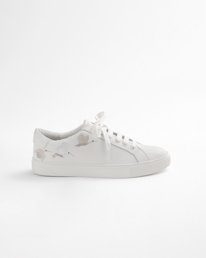 Women's Embroidered Sneakers - White