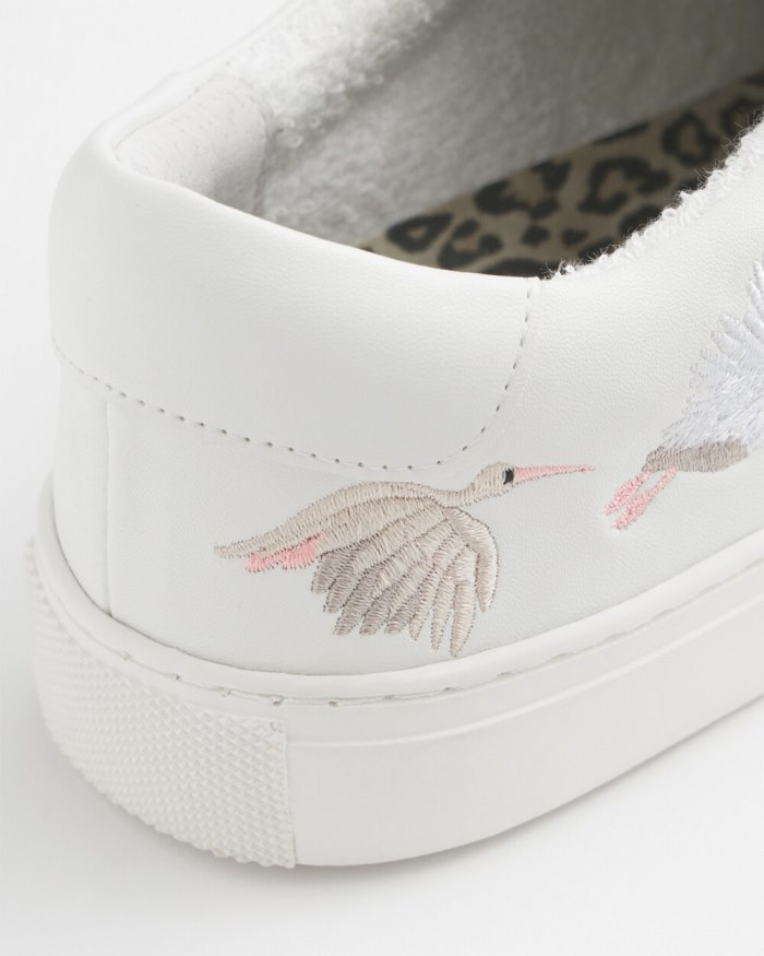 Women's Embroidered Sneakers - White