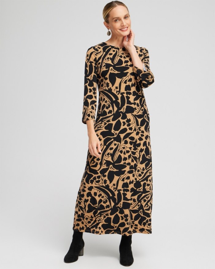 Women's Abstract Flare Sleeve Maxi Dress -