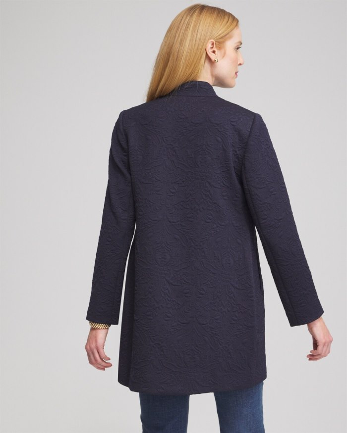 Women's Floral Jacquard Knit Topper - Classic Navy