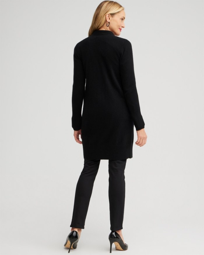 Women's Cashmere Duster Cardigan Sweater - Black