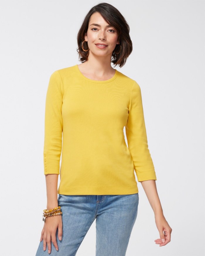 Women's Pima 3/4 Sleeve Everyday Tee - Bright Ochre