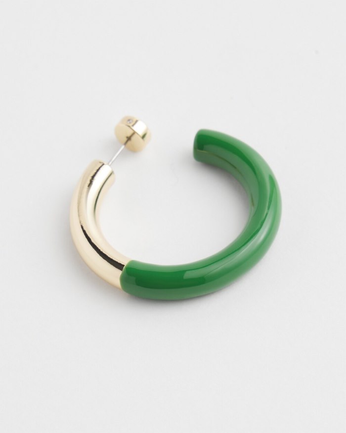 Women's No Droop Green Dipped Hoops - Verdant Green