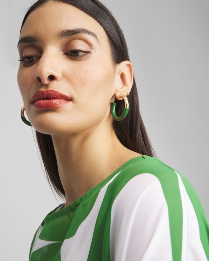 Women's No Droop Green Dipped Hoops - Verdant Green