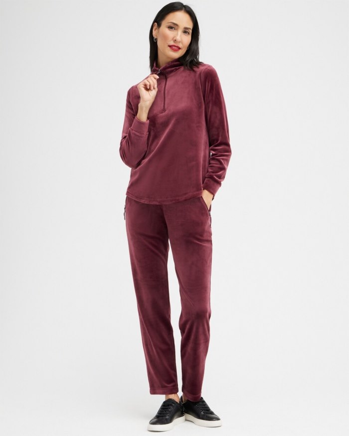 Women's Zenergy Velour Half Zip Pullover - Deep Merlot