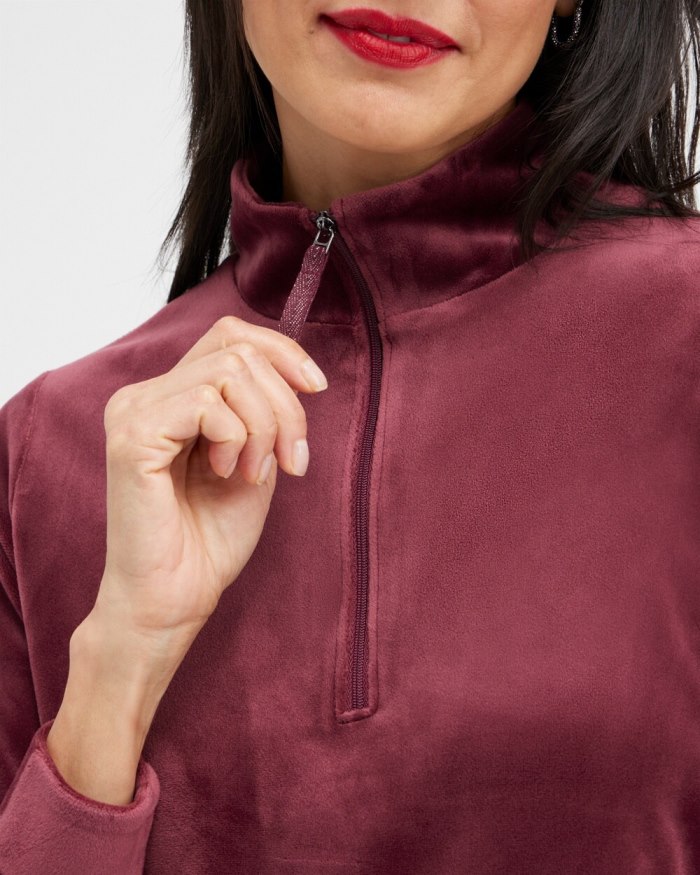 Women's Zenergy Velour Half Zip Pullover - Deep Merlot