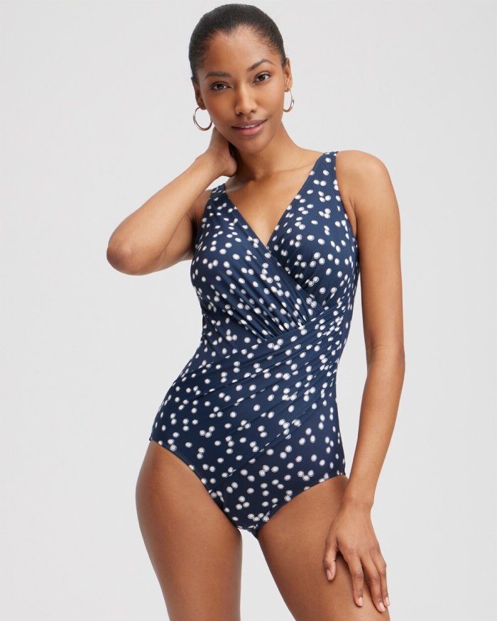 Women's Miraclesuit Luminare Oceanus One Piece - Navy - Click Image to Close