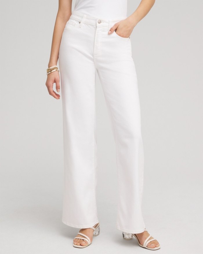 Women's High Rise Wide Leg Jeans - Alabaster