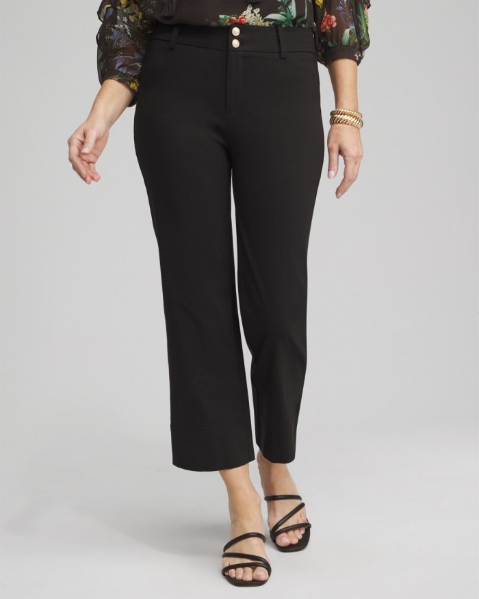 Women's Trapunto Wide Leg Cropped Pants - Black - Click Image to Close