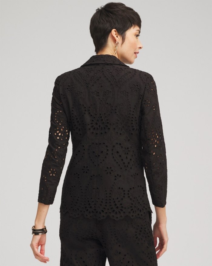 Women's Eyelet Blazer - Black