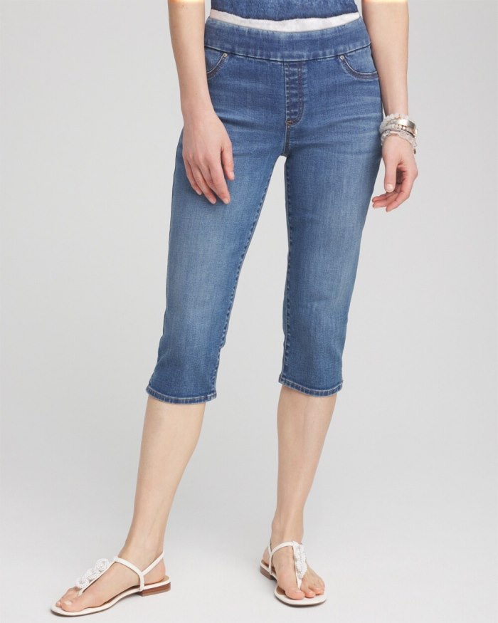 Women's 17" Pull on Capris - Naples Indigo - Click Image to Close