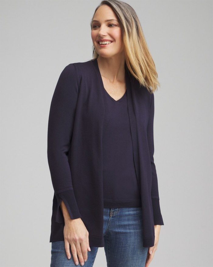 Women's Spun Rayon Cardigan - Classic Navy - Click Image to Close