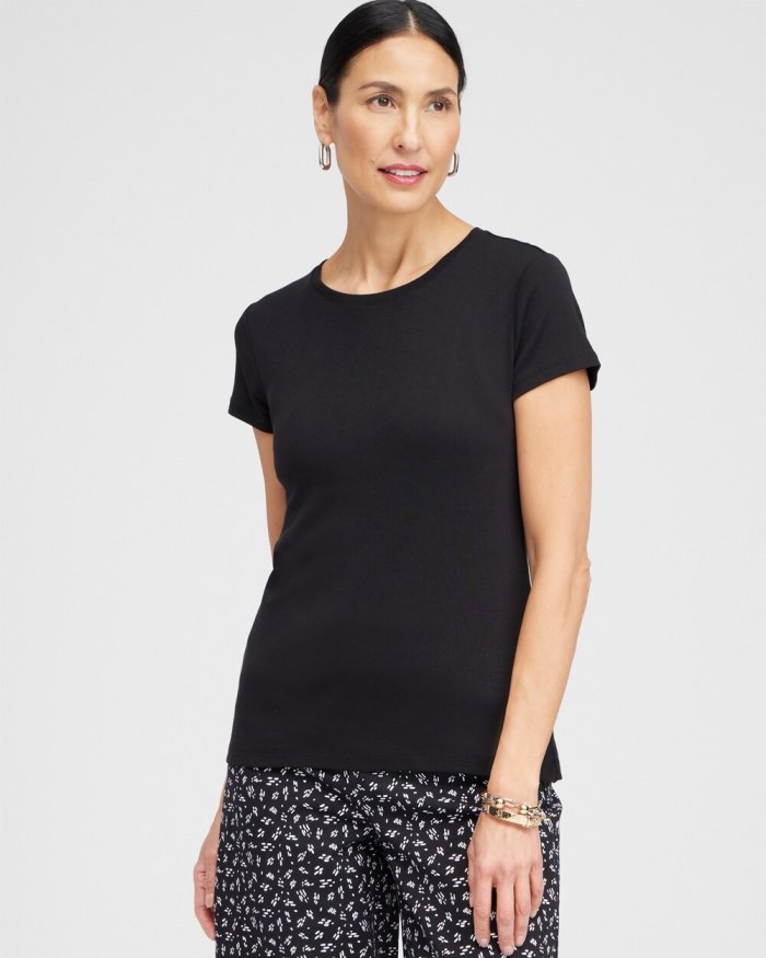 Women's Cap Sleeve Tee - Black - Click Image to Close