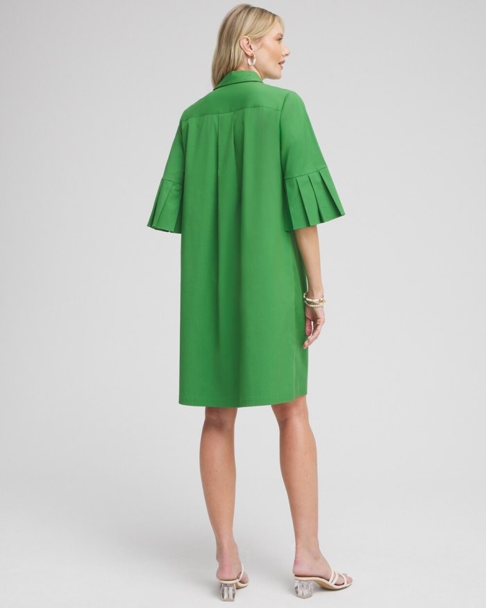 Women's Poplin Pleat Sleeve Popover Dress - Verdant Green