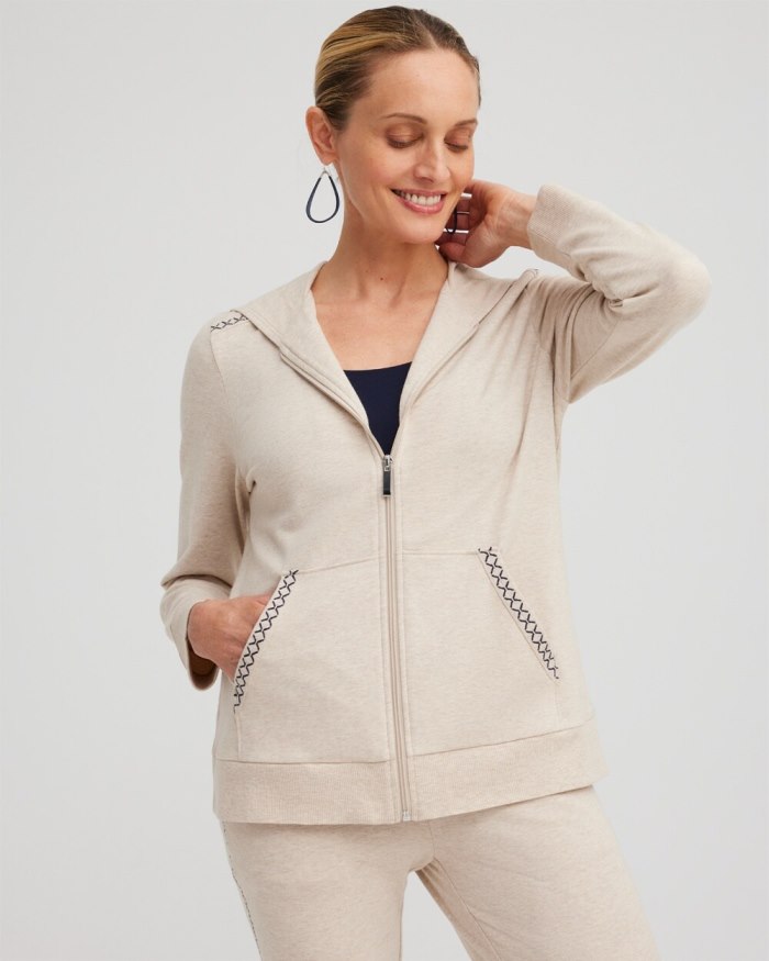 Women's Zenergy Whipstitch Hoodie - Natural Tan Heather