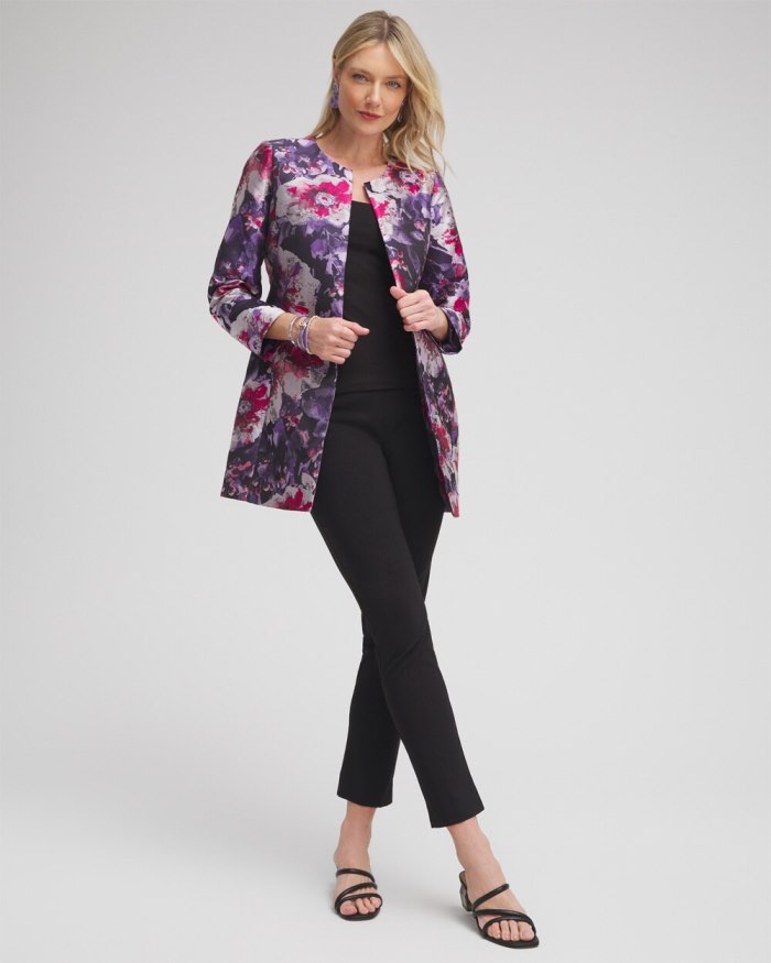 Women's Floral Jacquard Topper - Purple