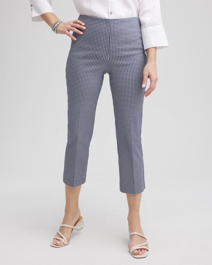 Women's Juliet Gingham Straight Crops - Alabaster/Blue