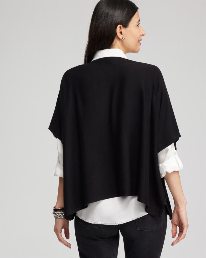 Women's Embellished Poncho - Black