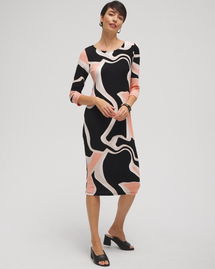 Women's Travelers Abstract Print Classic Dress - Pink Clay