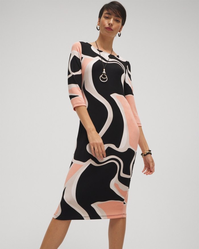 Women's Travelers Abstract Print Classic Dress - Pink Clay