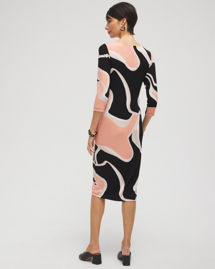 Women's Travelers Abstract Print Classic Dress - Pink Clay