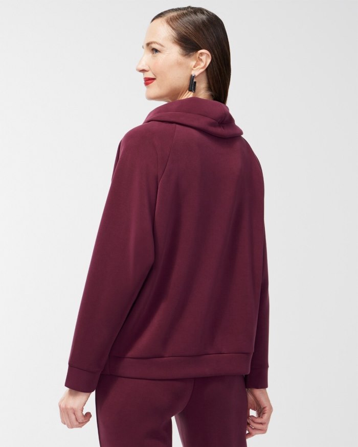 Women's Zenergy Sueded Scuba Cowl Neck Pullover - Deep Merlot