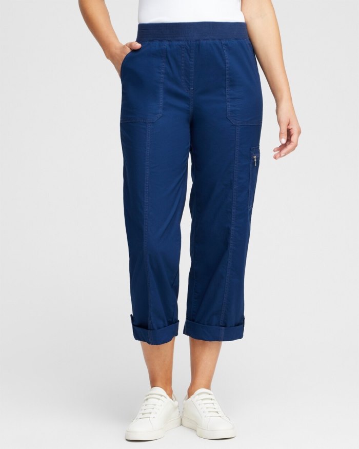 Women's Poplin Cropped Pants - Victory Blue - Click Image to Close