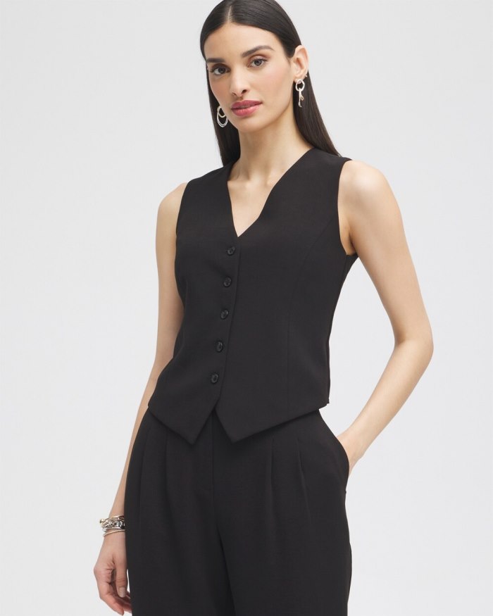 Women's Black Label Shirt Vest - Black