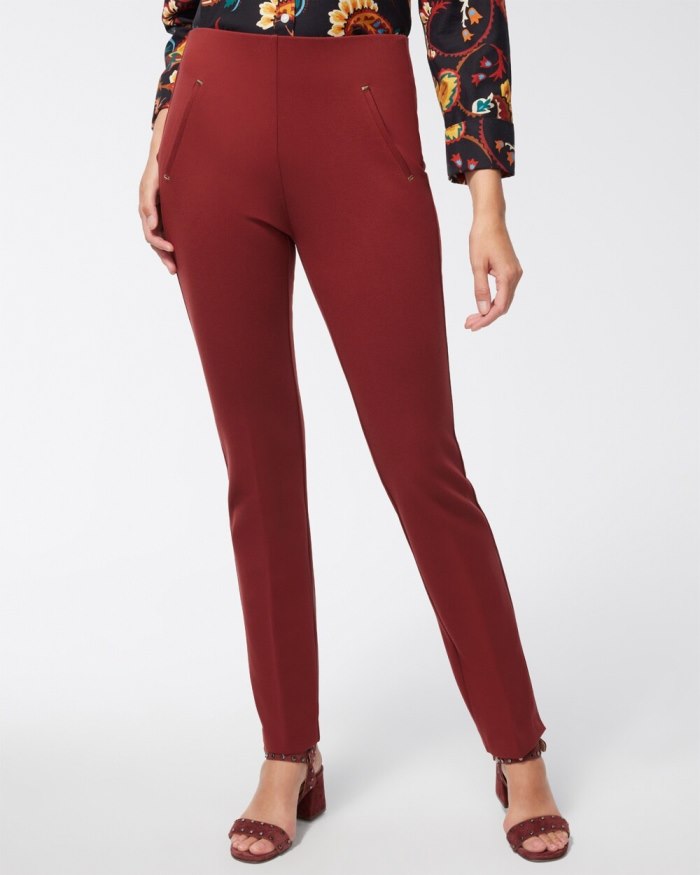 Women's Juliet Ponte Trim Detail Pants - Deep Smoked Paprika - Click Image to Close