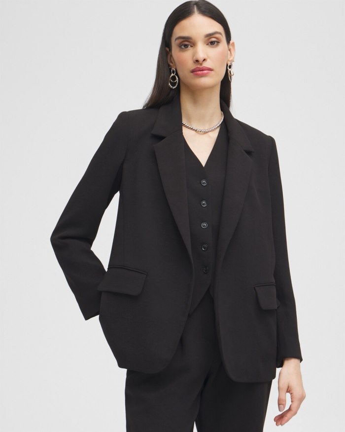 Women's Black Label Boyfriend Blazer - Black - Click Image to Close