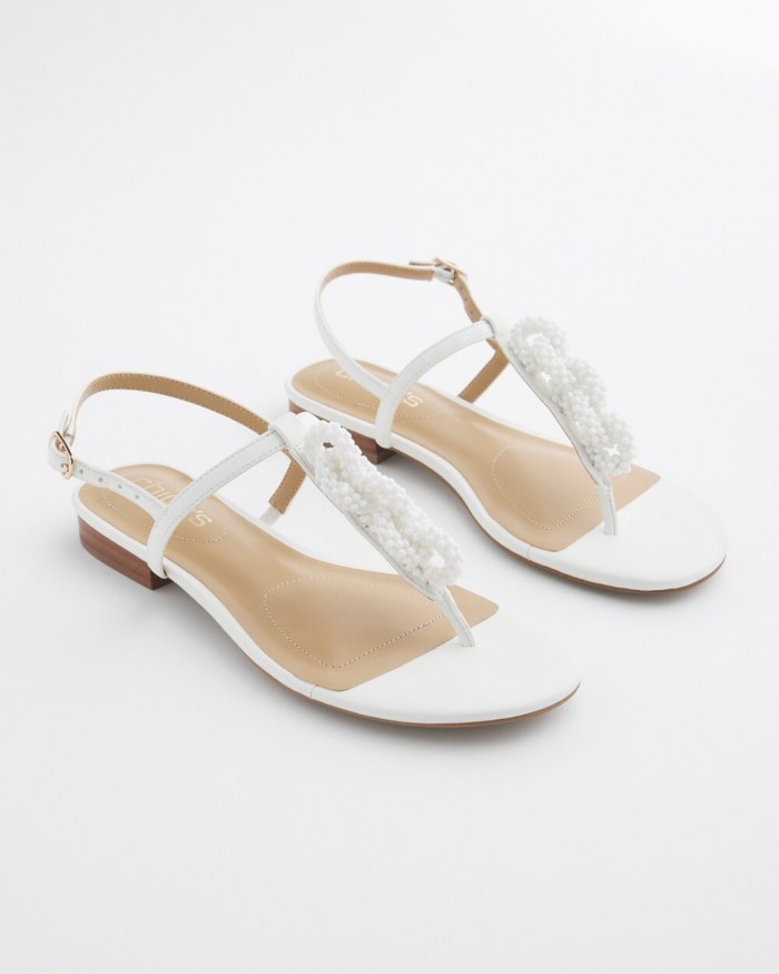 Women's T-Strap Sandals - White